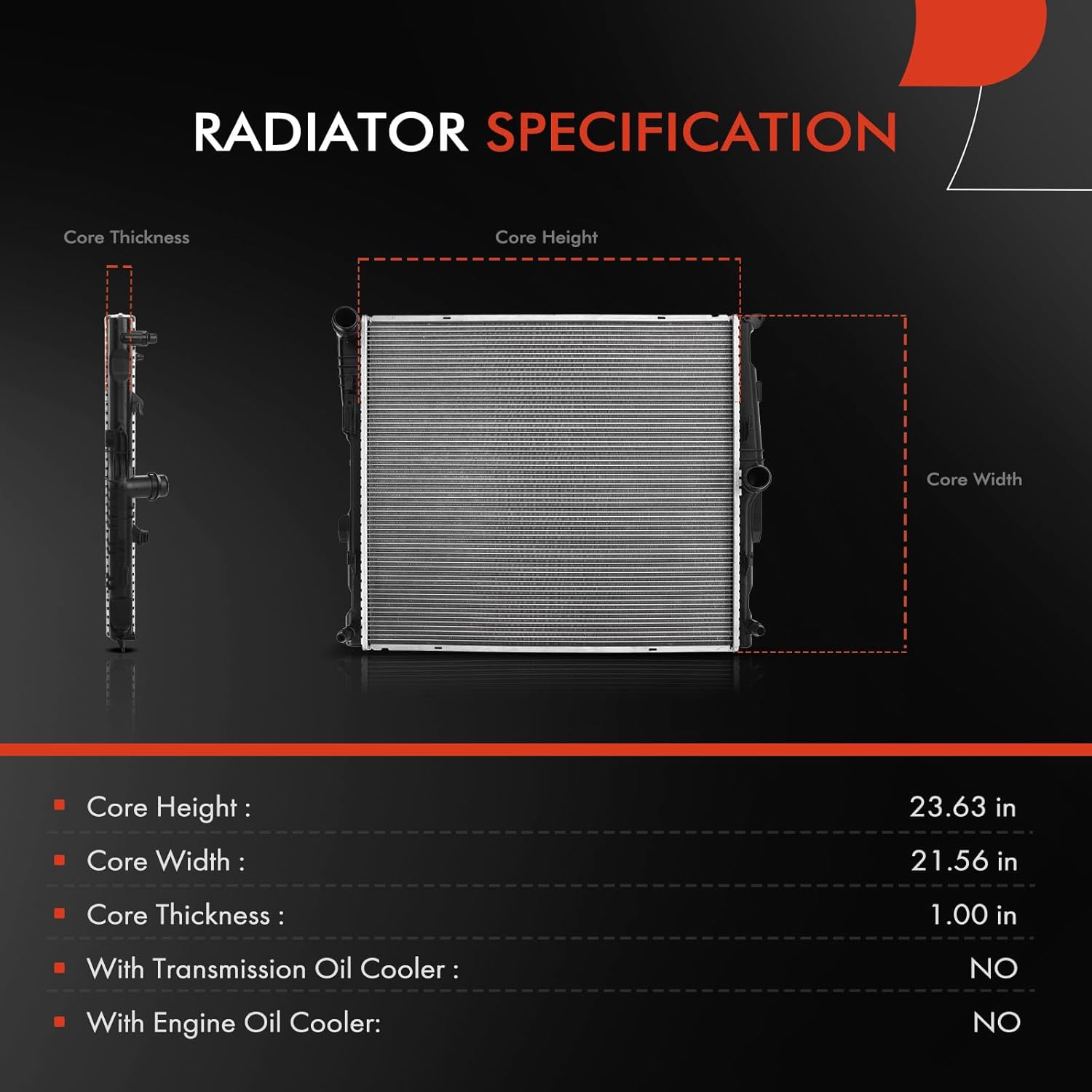 A-Premium Engine Coolant Radiator Assembly Compatible with BMW F25 Series X3 2011-2012 3.0L, Replace# 17117593842