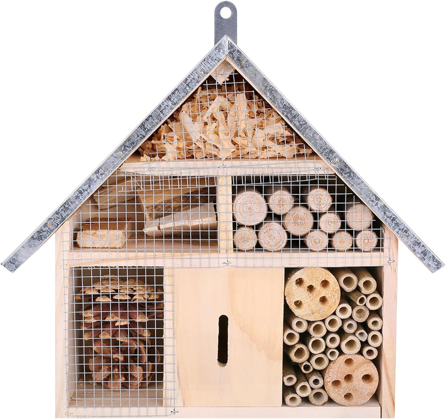 Bug Hotel, Weatherproof Wood Bee Box, Hanging Bug House, Decorative Bee Houses for the Garden, Bees, Ladybirds, Butterflies