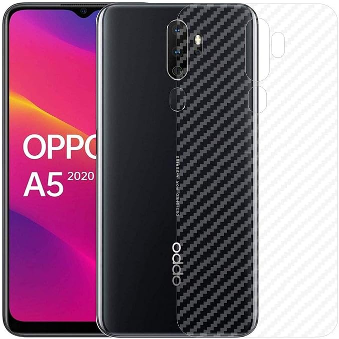 Compatible with Oppo A5 (2020) Back Screen Protective Film Carbon Fiber Skin Transparent Screen Guard Sticker