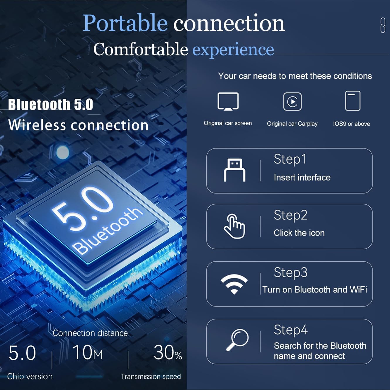 Adattatore Carplay Wireless per Fiat Tipo 2017 2018 2019 2020 2021 2022 2023 2024, 2-in-1 Wireless CarPlay Dongle Converte Cablato a Wireless, Stabile e Facile da Usare,A