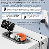 Vista 2 de 3 in 1 Fast Wireless Charger Stand for iPhone, Foldable Travel Charging Station for Magsafe for iPhone 17/Air/16/15/14/13/12 Series, Apple Watch