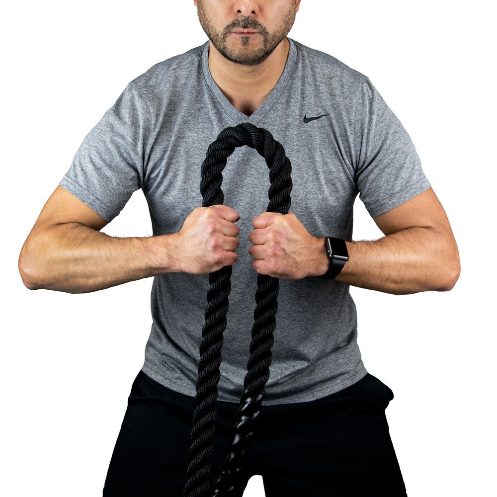 Crown Sporting Goods Battle Seile - strapazierfähiges Poly Dacron Seil mit Gummigriffen, Fitnessgerät für Zuhause, Büro, Profi Gym & WOD Training Rope