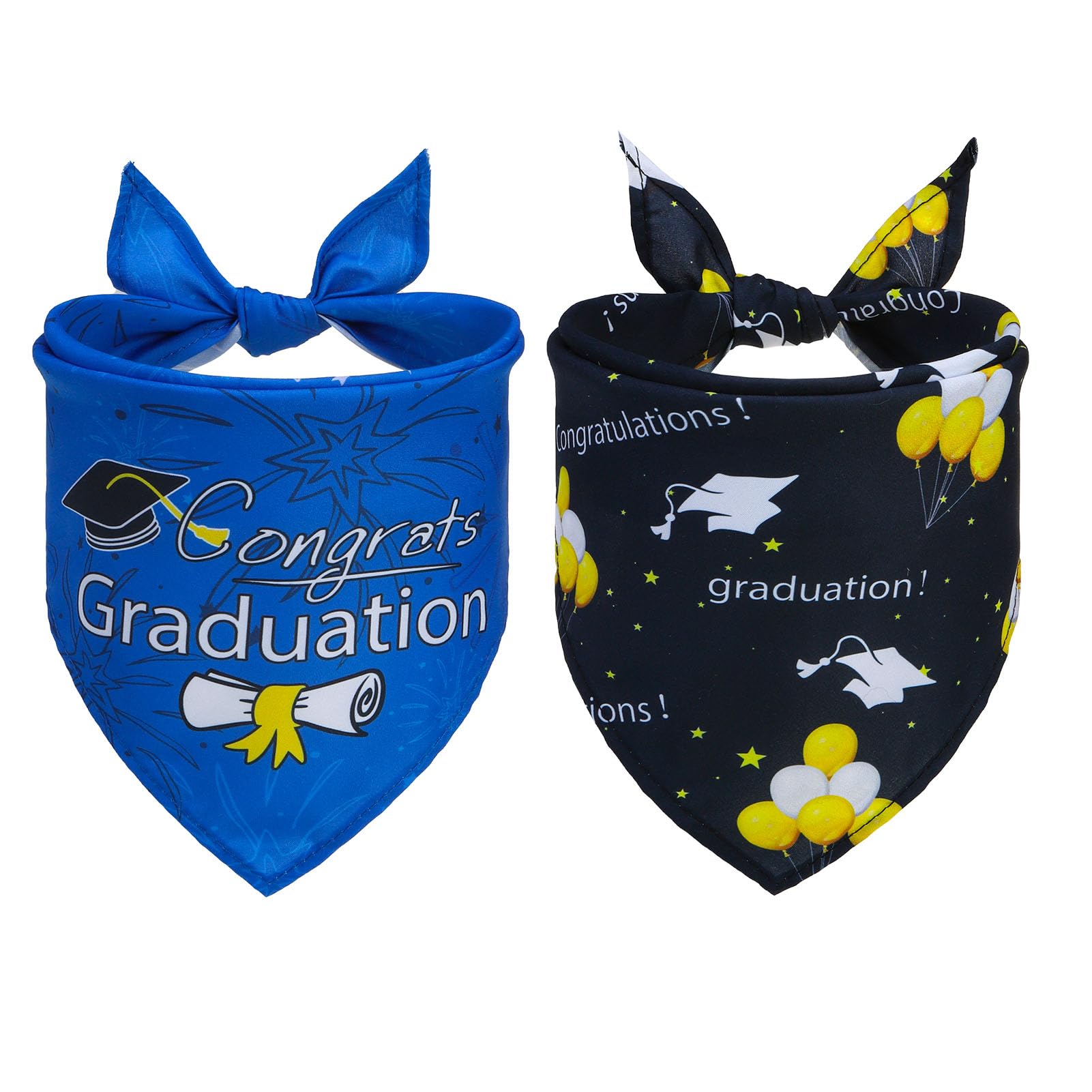 SCENEREAL Lot de 2 bandanas triangulaires réglables pour chiens de petite, moyenne et grande taille, bandanas de vacances pour chien, cadeau de remise de diplôme pour garçon et fille