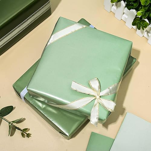 Miniatura 4 de Whaline Papel de regalo verde salvia, no se enrolla, 4 colores, papel de regalo verde degradado, plegado, plano, colorido, papel de arte para