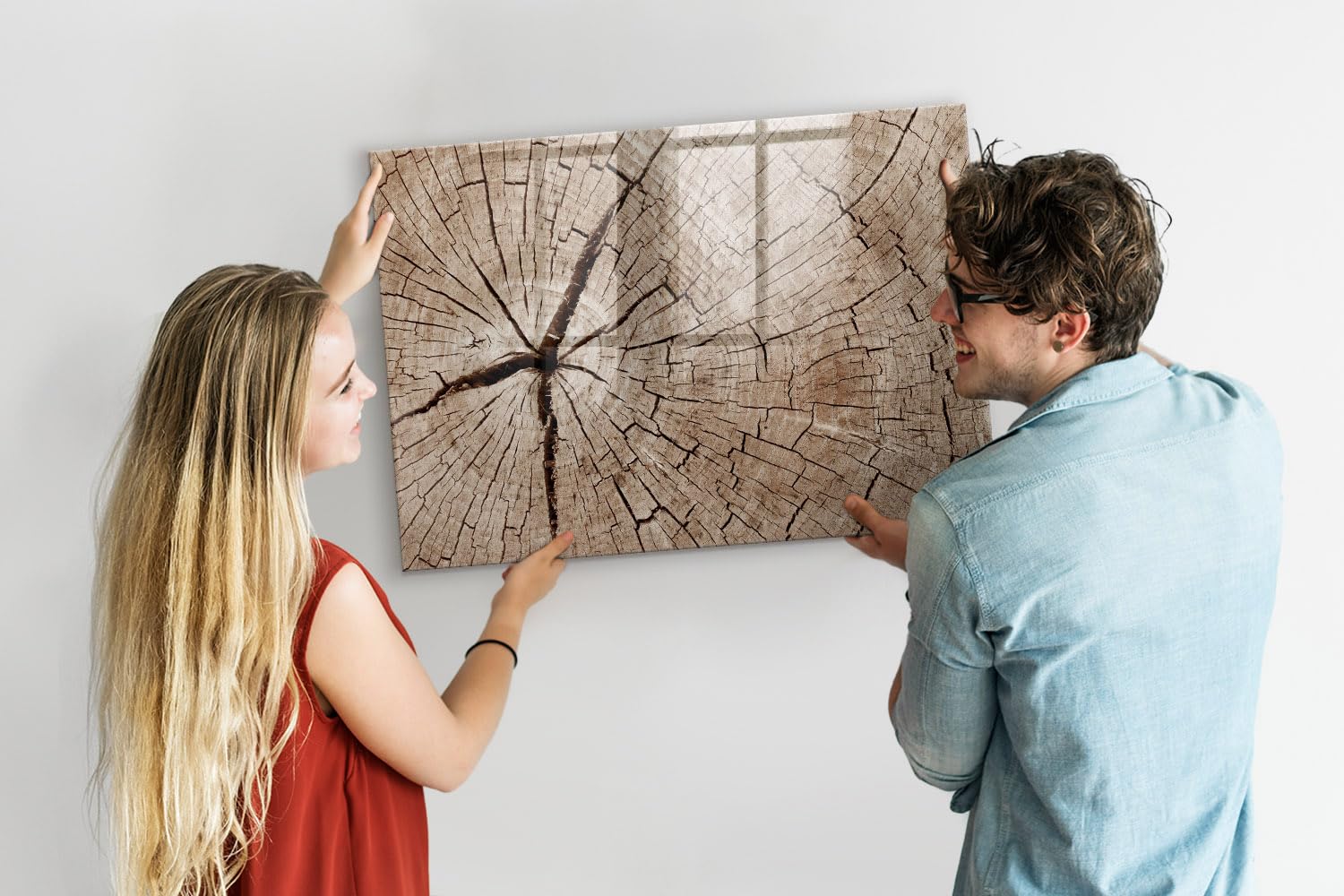 Pizarra de vidrio decorativa 100x70 cm | Viejo tocón de madera