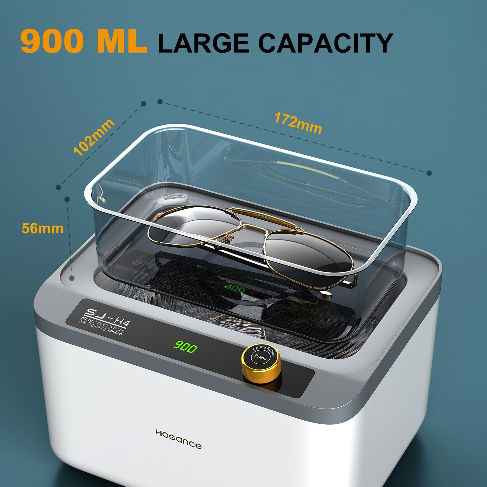 Myjka ultradźwiękowa 900 ml, 75 W Urządzenie do czyszczenia ultradźwiękowego, Urządzenie ultradźwiękowe do czyszczenia z 6 trybami czasowymi do biżuterii, okularów, zegarków, ochraniacz na
