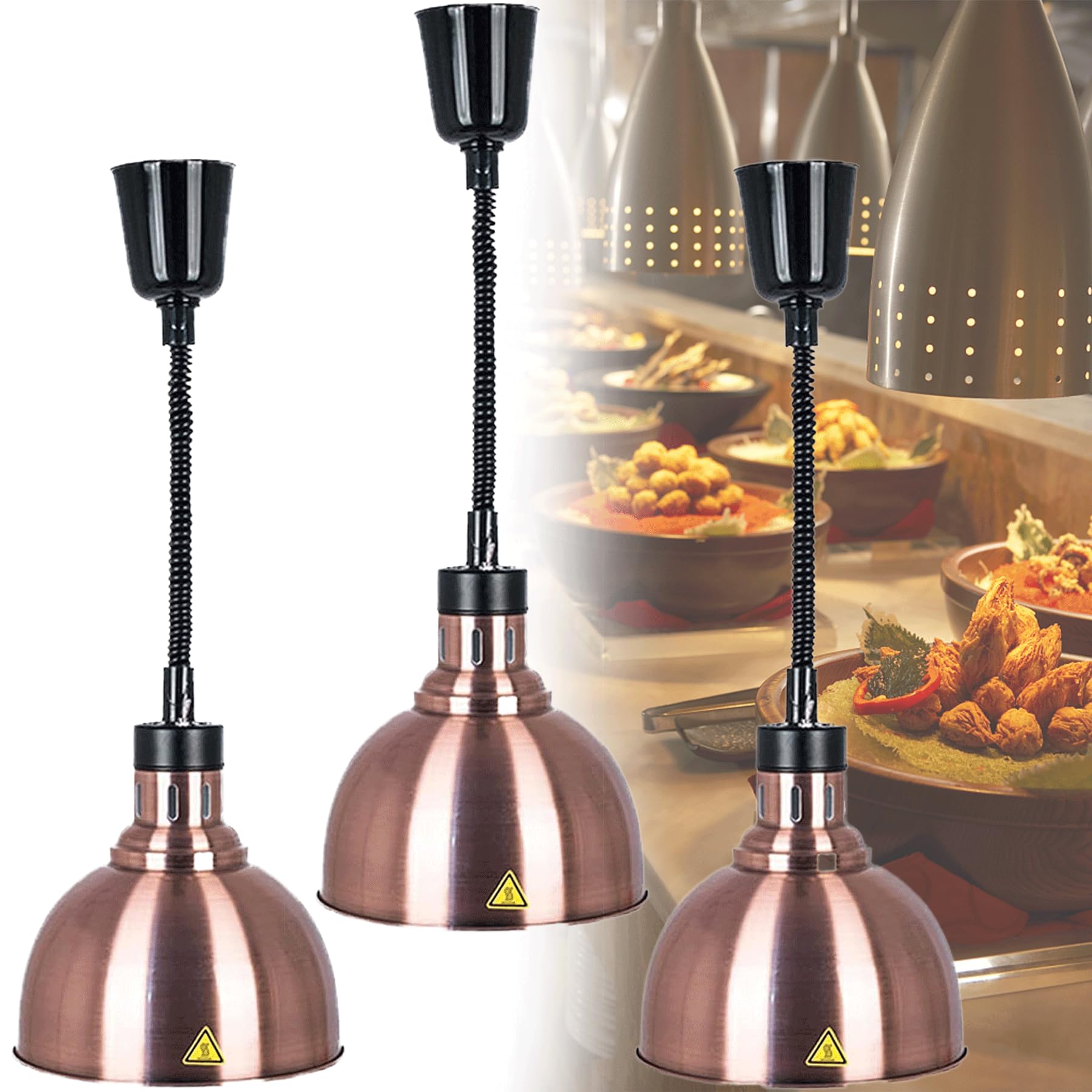 Lampada Scaldavivande a Sospensione, Commerciale Lampada Scaldavivande con Lampadina da 250W, Lampada Riscaldante per Alimenti per Buffet, Hotel e Pizzerie