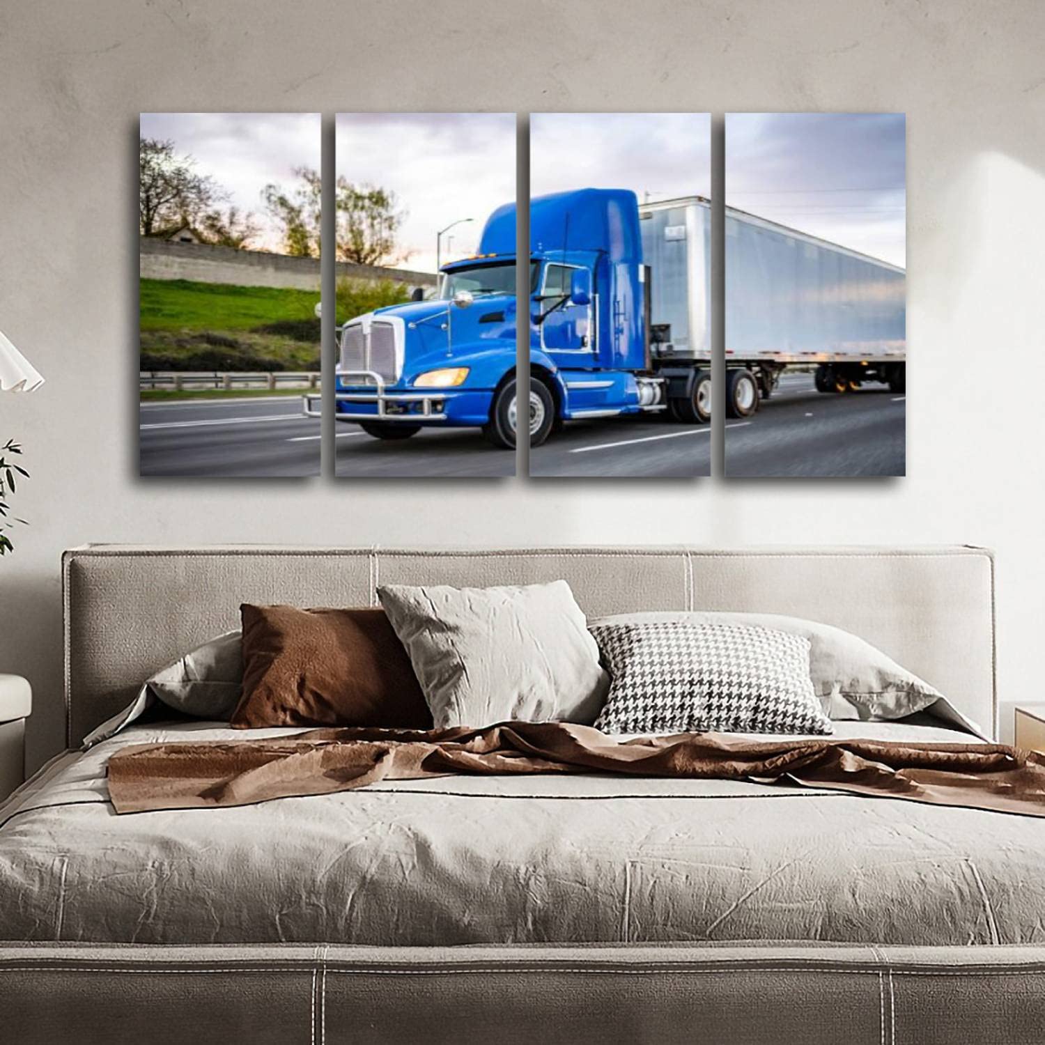 Amazon.com: Canvas Wall Art Powerful blue day cab semi truck