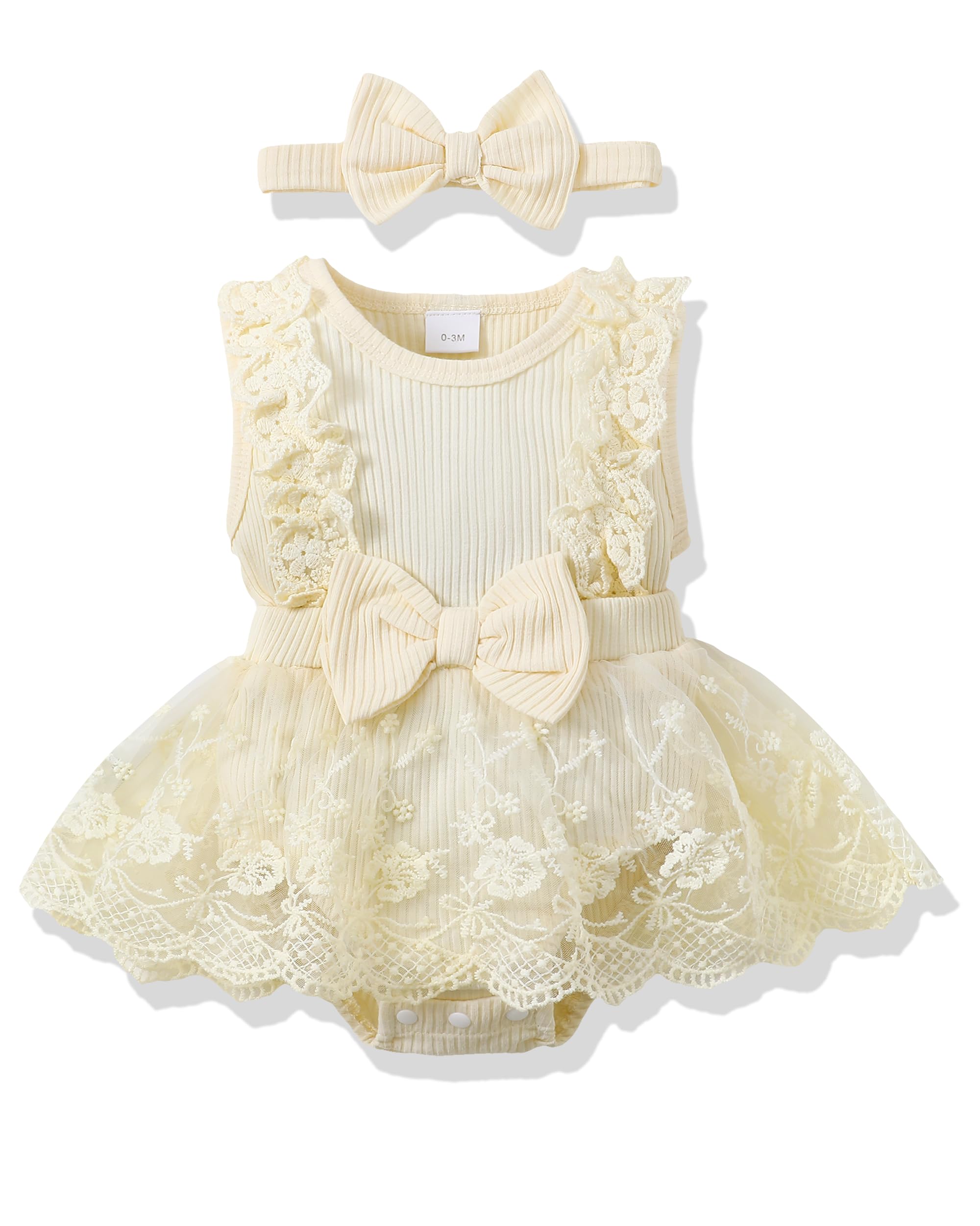 Renotemy Newborn Baby Girl Lace Romper Infant Summer Boho Flower Tulle Dress Party Gifts Newborn Photography Outfits