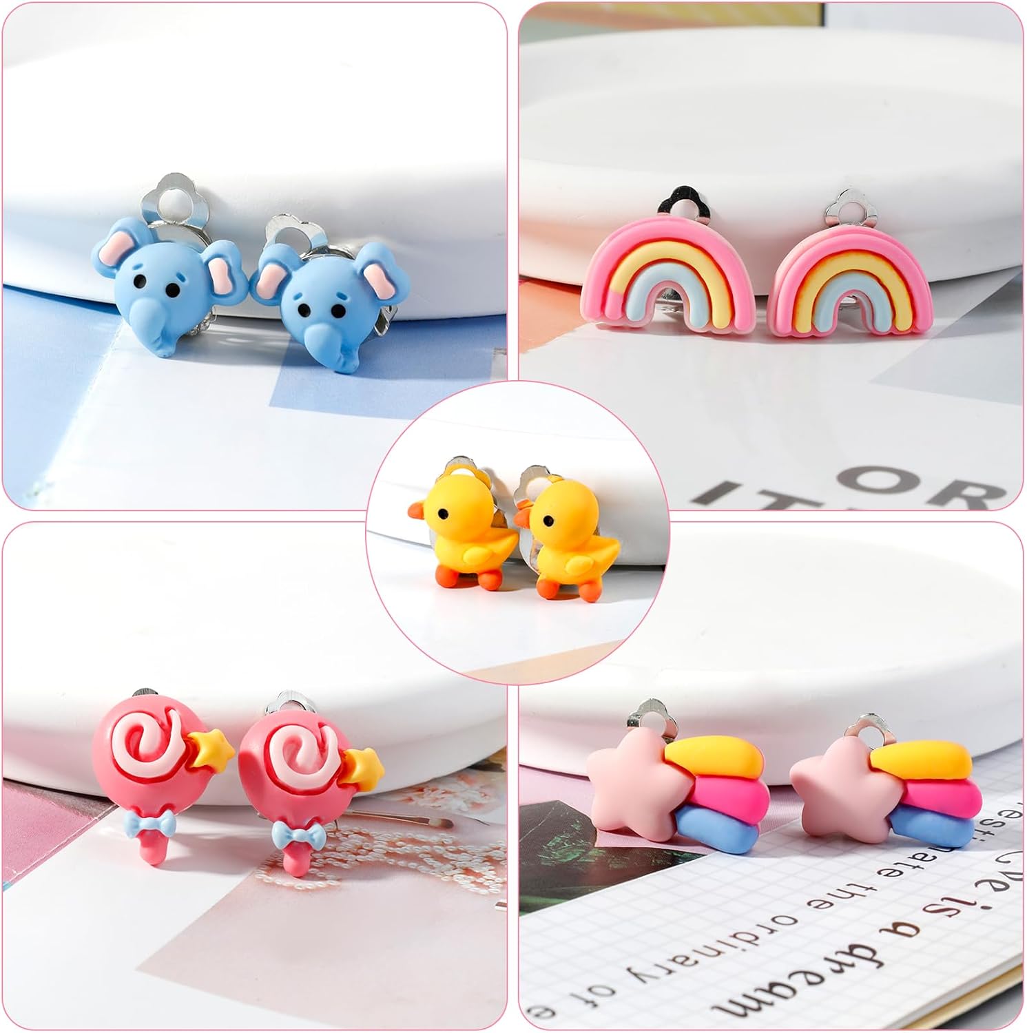 Kids Clip On Earrings for Girls 20/30/40 Pairs Hypoallergenic Clip on Earrings for Kids Cute Animal Earrings for Little Girls Jewelry Set Party Favor Gift - Image 5