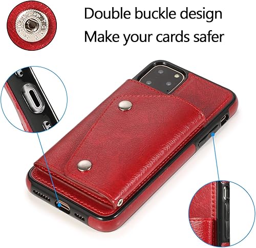 Miniatura 4 de LUVI Funda con tarjetero para iPhone 11 Pro con correa para el cuello, cadena cruzada, correa de muñeca, funda protectora con ranura para tarjeta de