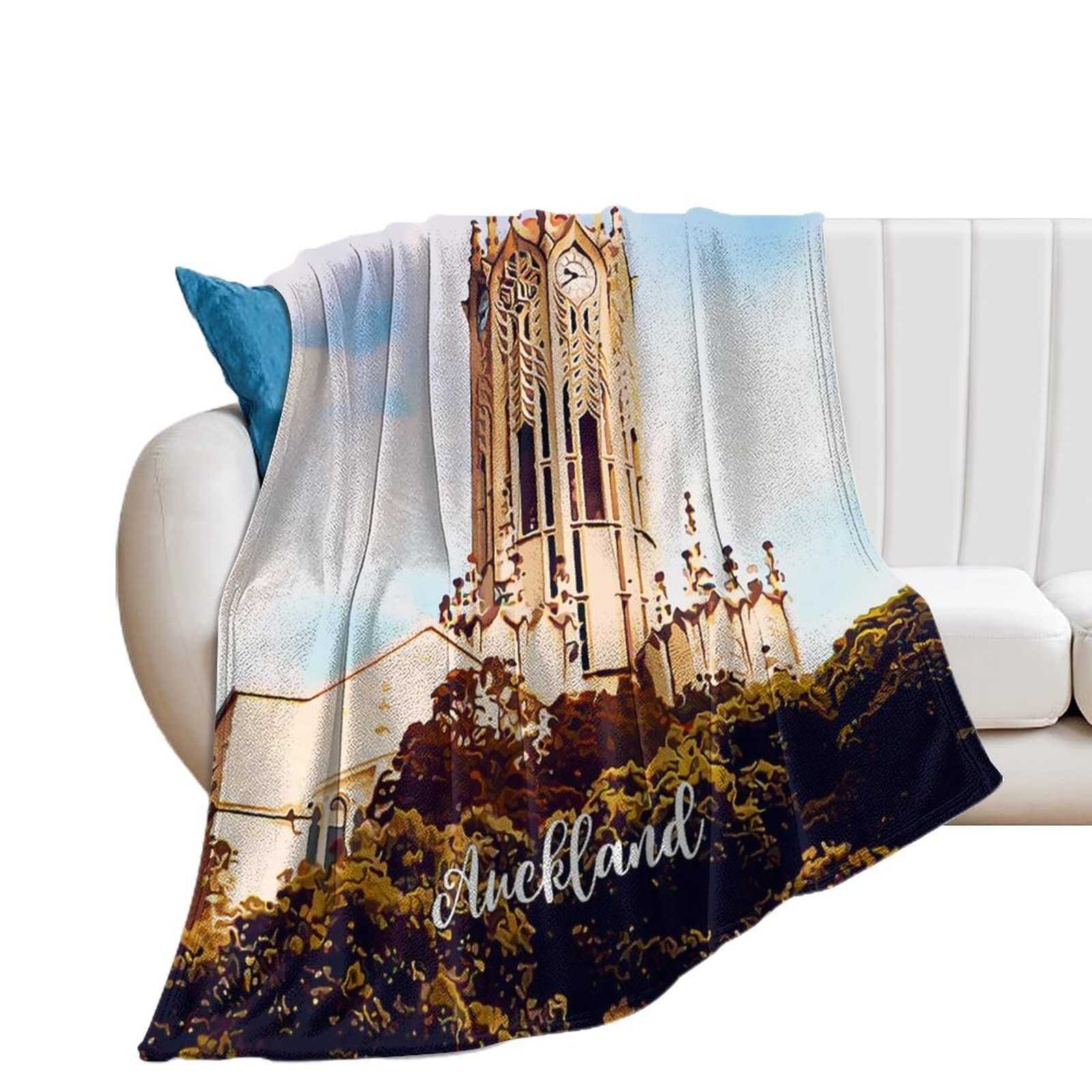 Couverture de lit chaude Auckland pour soirées cocooning sur le canapé motif paysage urbain