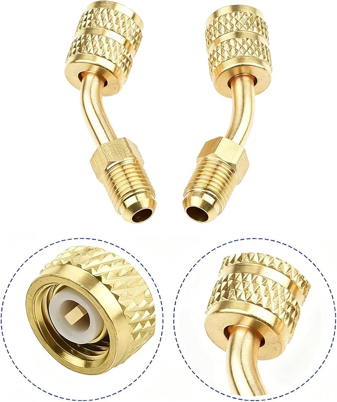 Adaptador R410A 5/16" Hembra a 1/4" Macho SAE Giratorio 2 Piezas miniatura 4