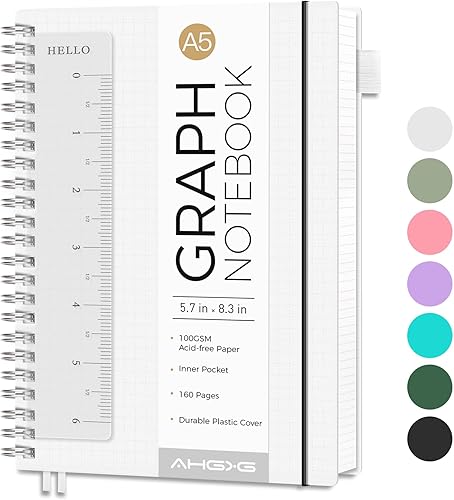 Vista 130 de AHGXG Diario de puntos y viñetas – Cuaderno de espiral de cuadrícula de puntos de 8.5 x 11 pulgadas, cuaderno de puntos grande A4, papel grueso