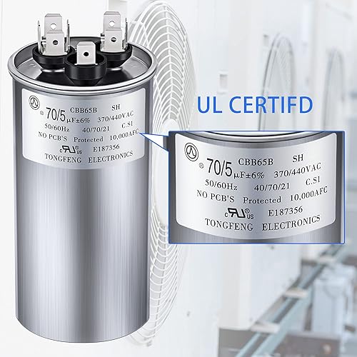 Miniatura 3 de 705 MFD uF 370440V CBB65 Condensador redondo de doble carrera para motor de CA, condensador HVAC, reemplazo de aire acondicionado, bomba de calor,