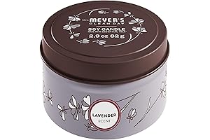 MRS. MEYER'S CLEAN DAY Soy Tin Lavender Candle for a Refreshing Home Fragrance