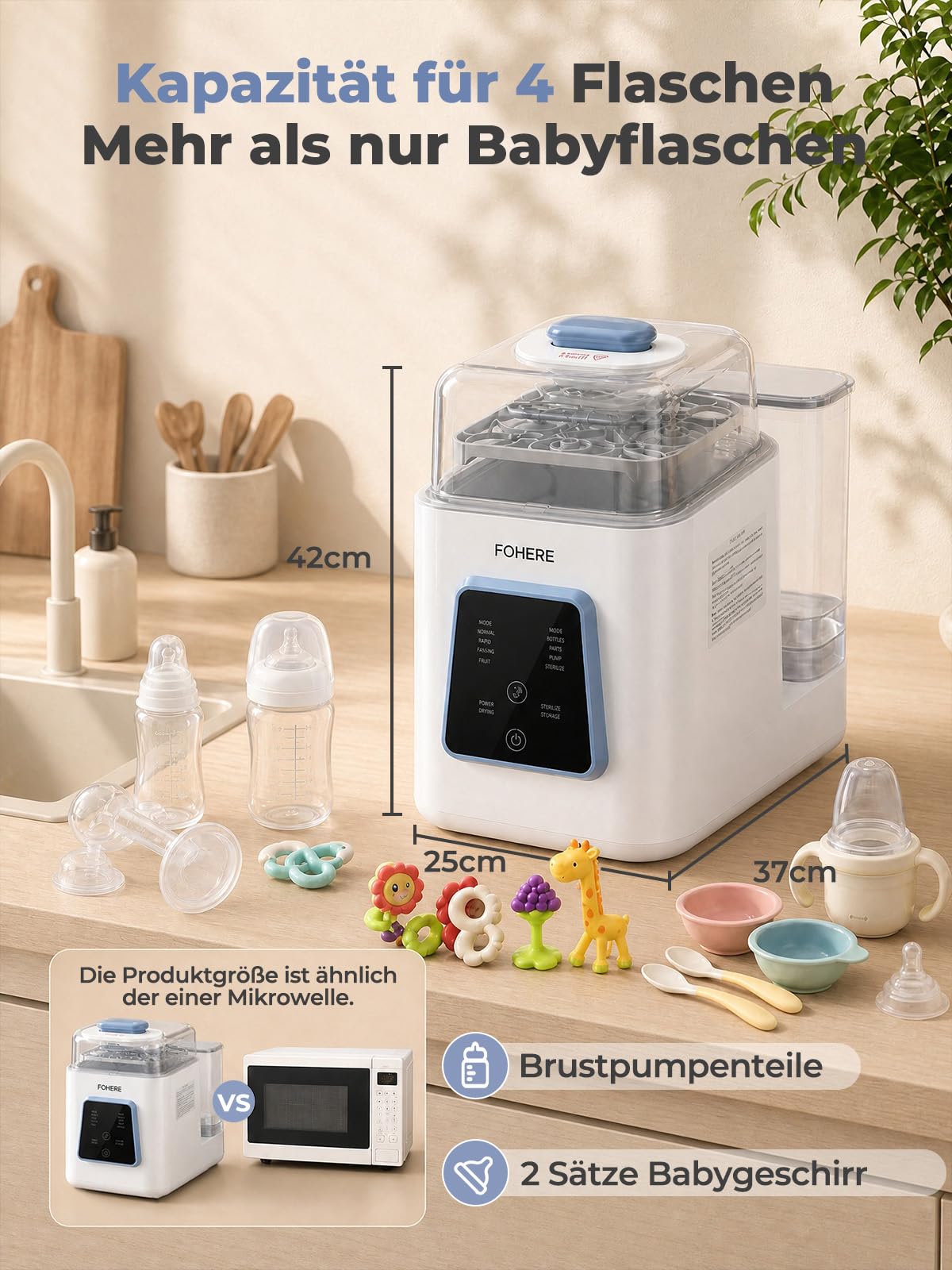 Babyflaschenreiniger Sterilisator Trockner, All-in-One Babyflaschen Geschirrspüler Pro | 168h sterile Aufbewahrung, Flaschen, Pumpenteile und Babyartikel, Ersetzt das Spülen von Hand