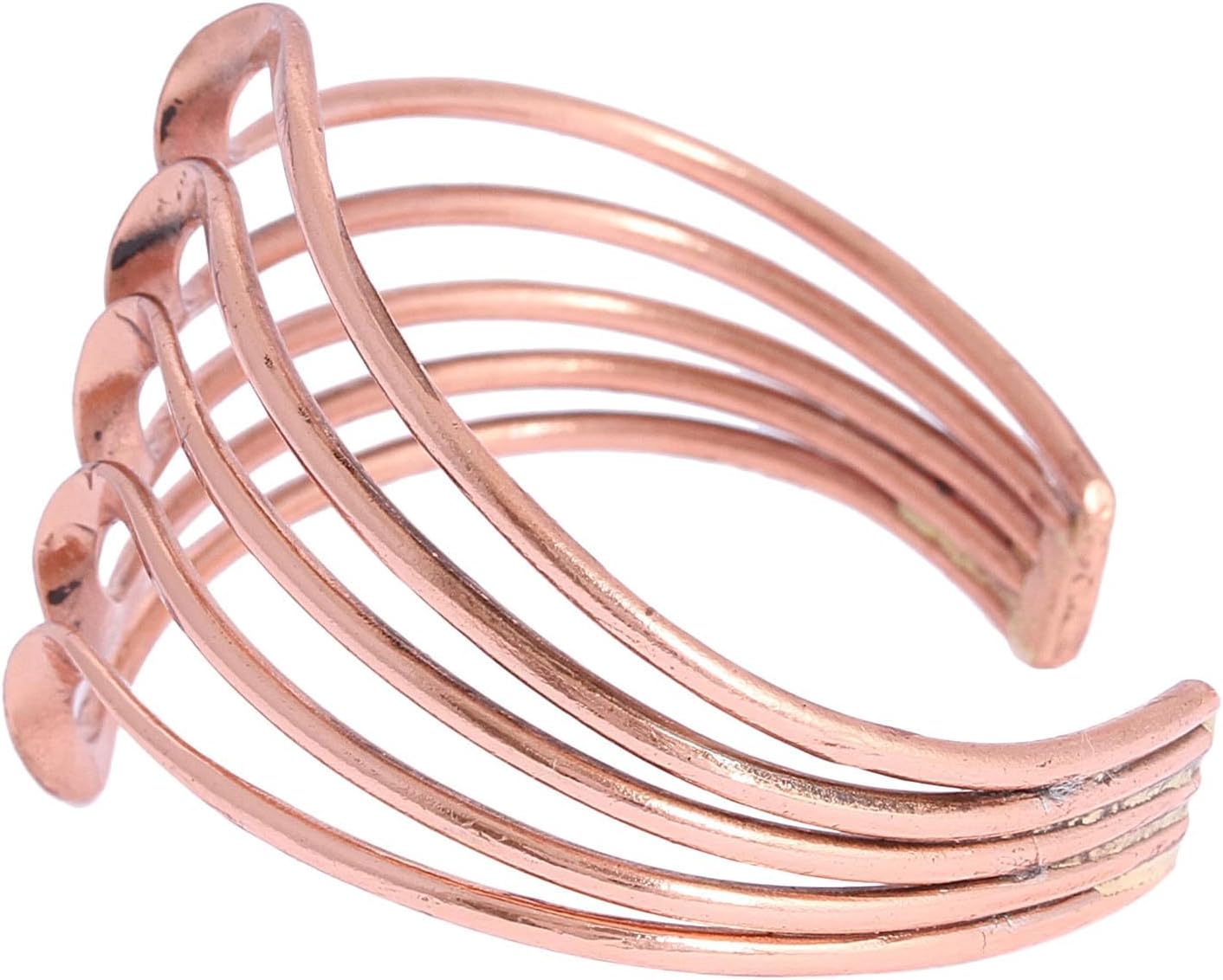 NOVICA Artisan Handcrafted Copper Cuff Bracelet Modern from Mexico Recycled [5.5 in L (end to End) x 0.8 in W] ' Brilliant Waves'