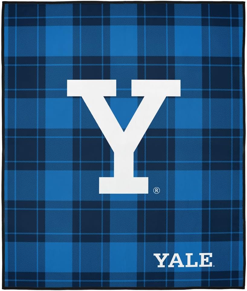 LOGOVISION Yale University Campus Plaid Spirit Outdoor Blanket for Picnic, Beach, Camping, Park, Tailgate 50"x60"