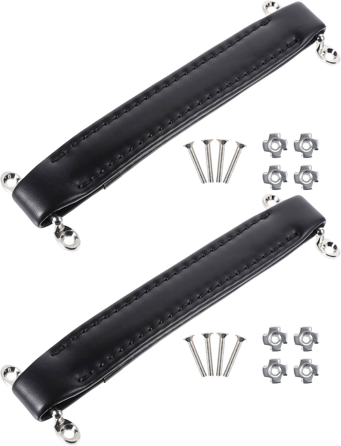 TEHAUX 2pcs Black PU Leather Speaker Handle Set for Guitar Amplifiers