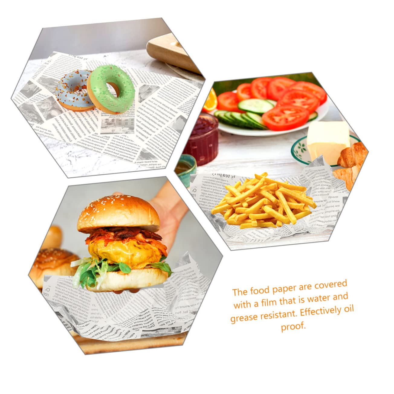 Papel 120 Hojas para Envolver Alimentos Multifunción Antigrasa Papel Resistente de Horno para Hamburguesas y Sándwiches en Fiestas y Bodas