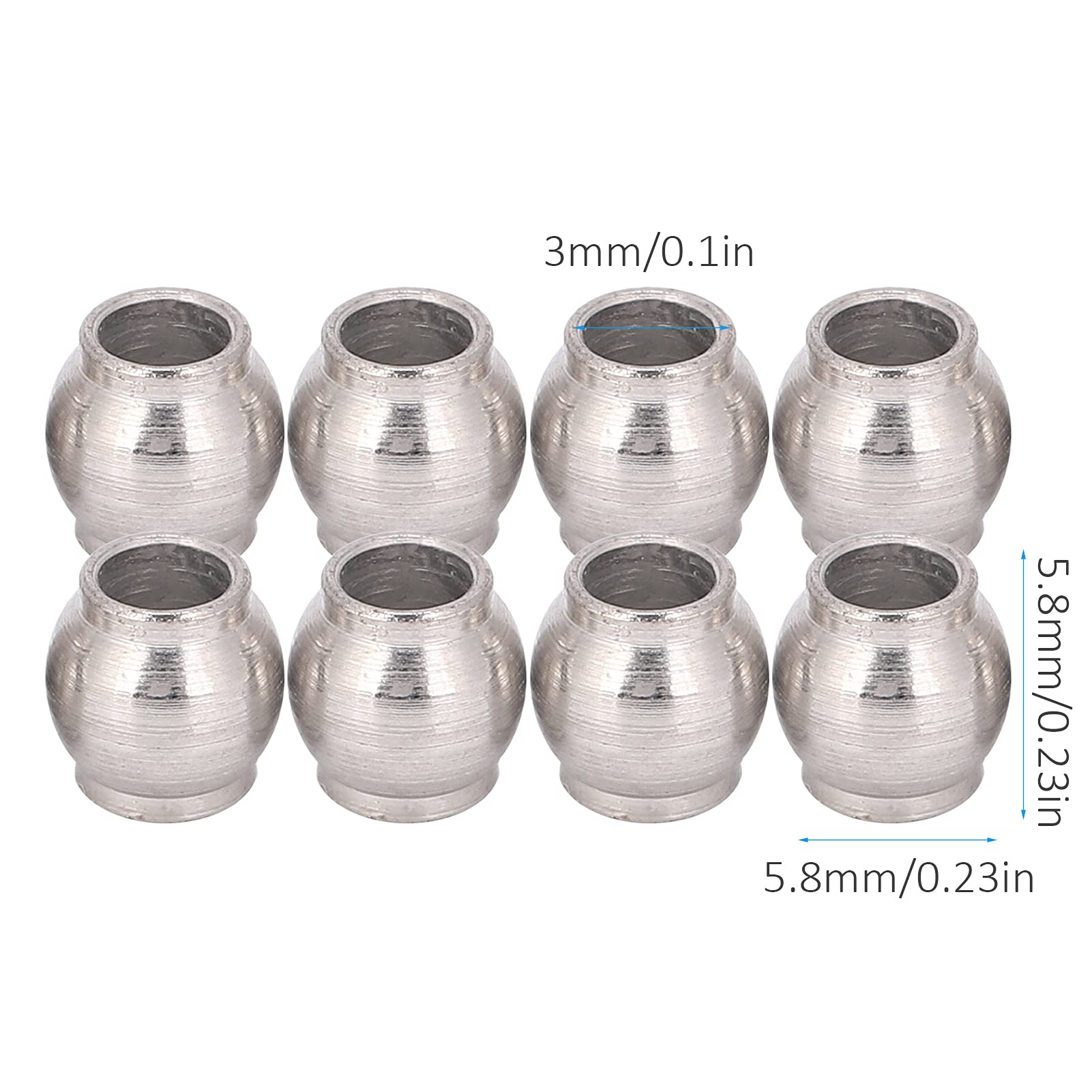 Dilwe RC Shock Ball Heads, 8Pcs Metal Shock Kits Upgrade Parts for 1/10 Axial Hpi Hsp RC Car Suspension Accessories - Image 3