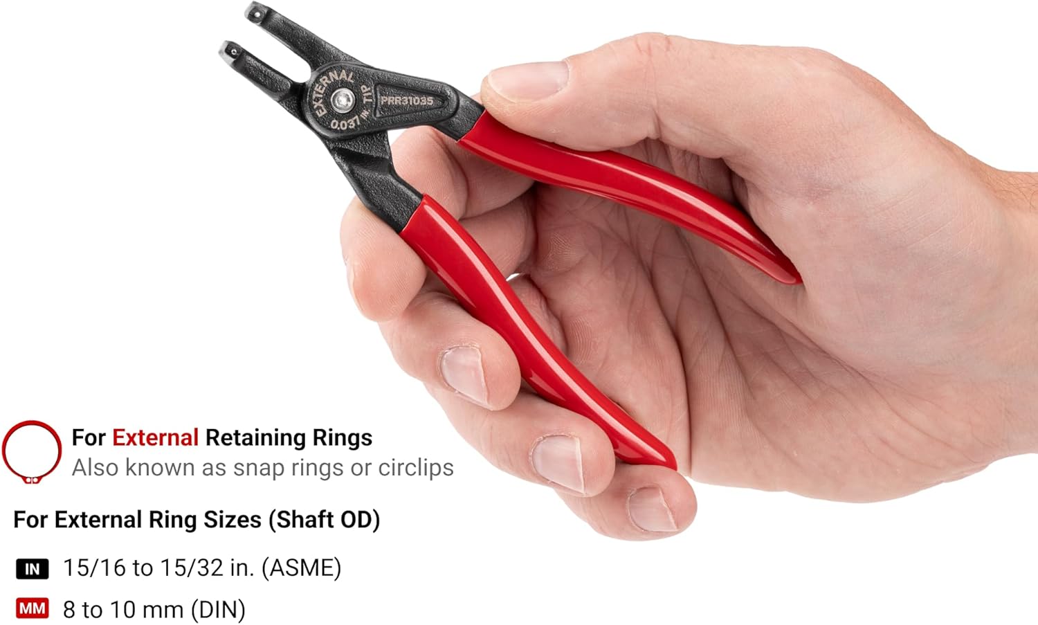 TEKTON 5 Inch 90-Degree External Retaining Ring Pliers (0.047 in. Tips) | PRR31055