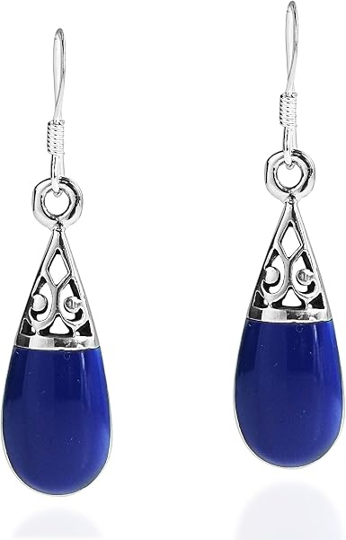 Filigree Swirl Teardrop Simulated Blue 