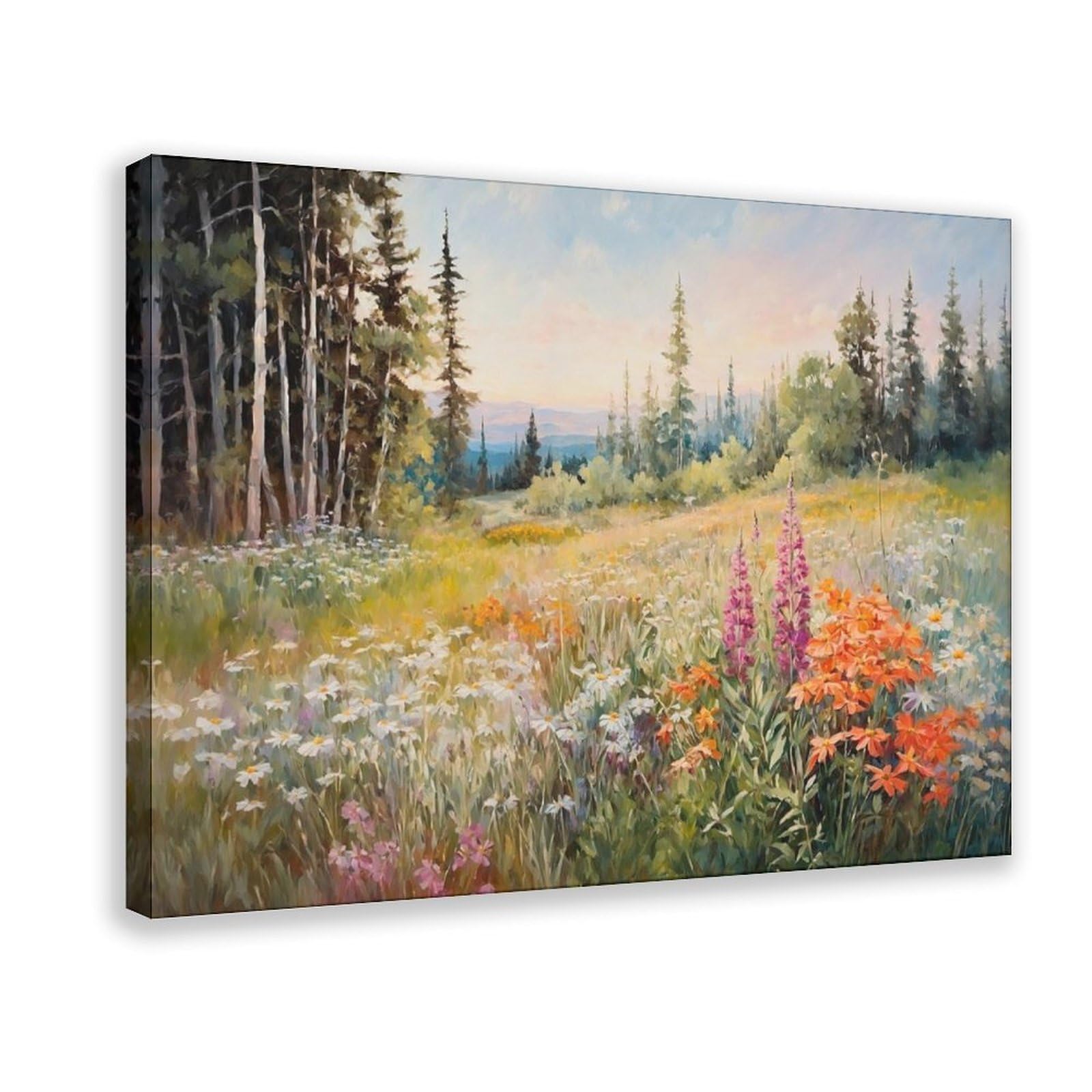 Bareronor Wildflower Field Canvas Poster for Dorm Room Decor Gift