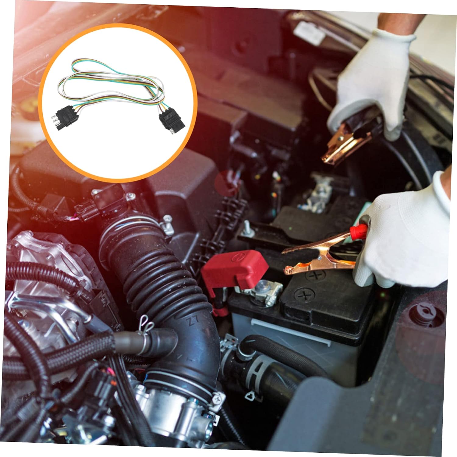 Cabilock Pin Trailer Light Wiring Kit Coated Extension Connector Durable Cable for ATV and Cargo Trailers Easy Female Connection