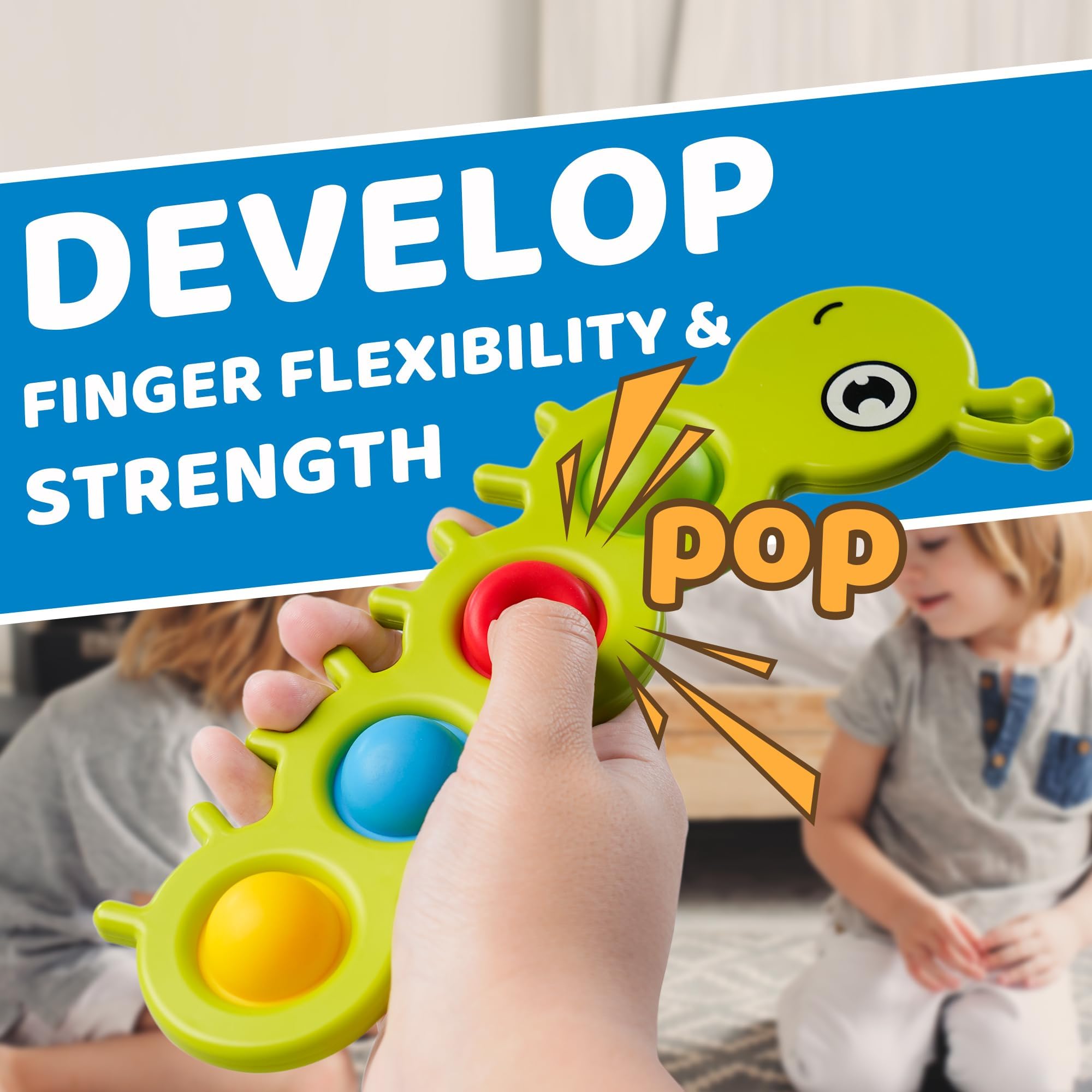 Felly 2PCS Fidget Popper Sensory Toys for Baby 10+ Months, Push & Popping Bubbles Cultivate Fine Motor Skill & Stress Relief - Image 4
