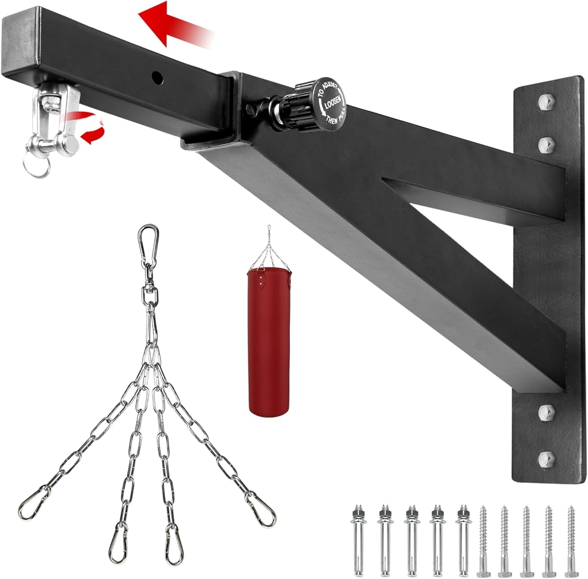 Yes4All Heavy Bag Hanger Wall Mount Punching Bag Hanger, Adjustable Heavy Duty Boxing Bag Bracket for Home Gym Indoor Outdoor