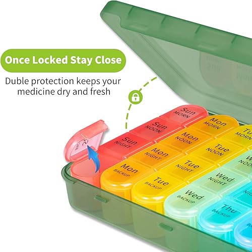 Miniatura 6 de Zoksi Pastillero organizador de 7 días 4 veces al día, pastillero semanal, gran pastillero, organizador diario de medicamentos con 28 compartimentos