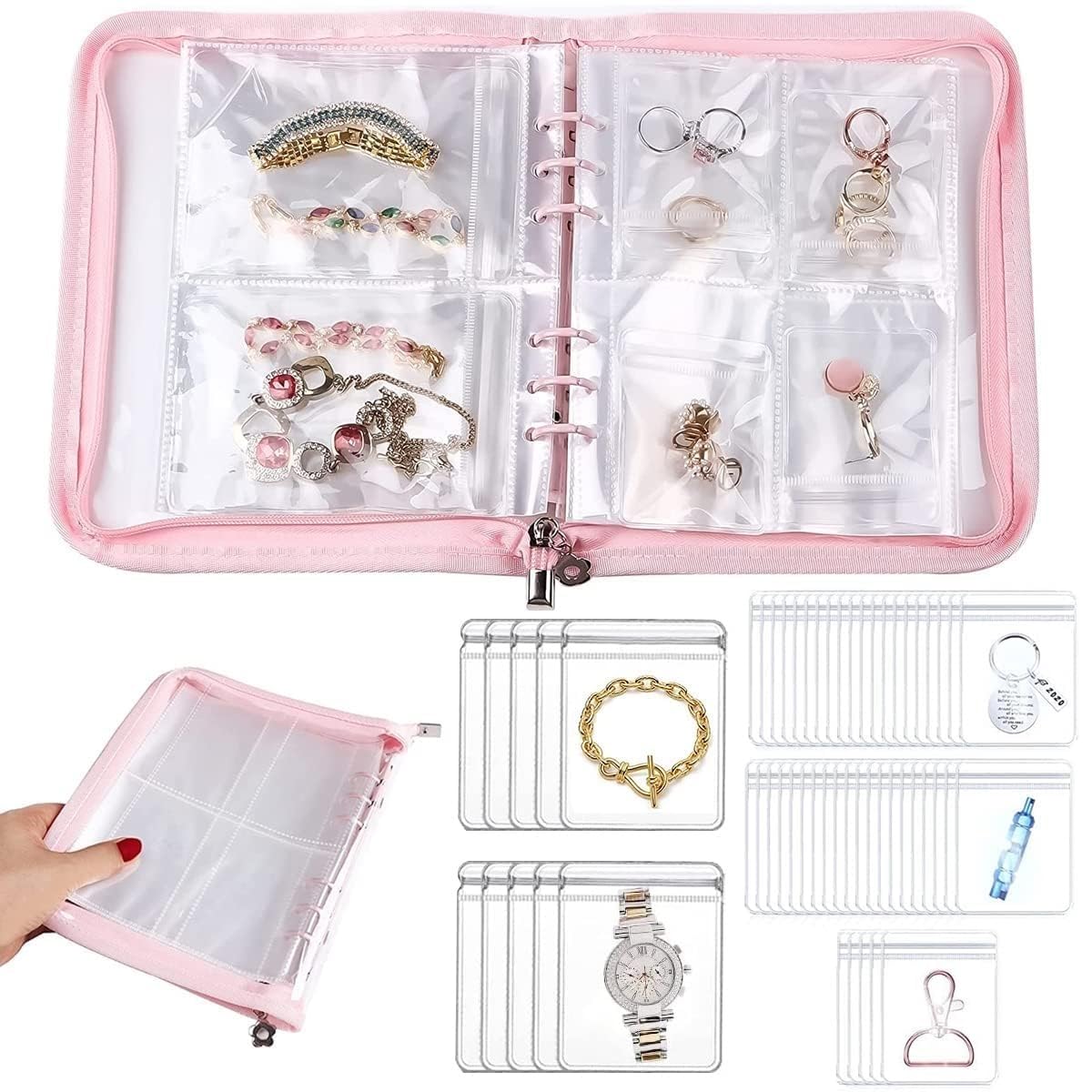DRAVYONEY Bracelet Holder Travel Jewelry Organizer Case Transparent Jewelry Storage Book for Earring Necklace Ring with Sm... - Review, Price and Buying Guide
