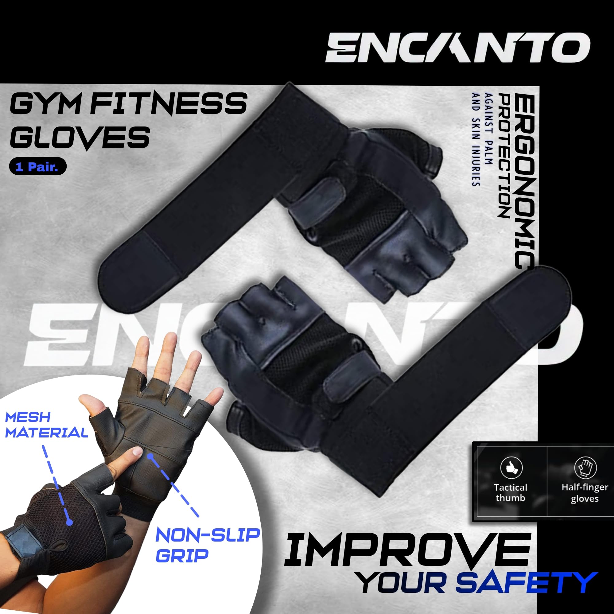 Encanto Home Gym Combo 10 KG Dumbbell Set, One Pair of Adjustable Dumbbell Rods with PVC Dumbbell Plates & Accessories 1