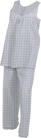 Amazon.com: Waite Ltd Ladies 100% Cotton Seersucker Pajamas Floral Lace ...