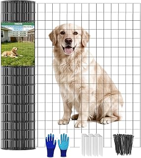 Welded Wire Fence 48inch x 50ft, 2inch x 3inch Black Chicken Wire Fencing, 16Gauge PVC Coated Garden Wire Fence Rolls, Anti-Rust Metal Fencing for Yard Plant Protection Poultry Netting