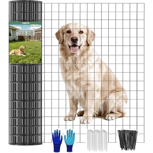 Welded Wire Fence 48inch x 50ft, 2inch x 3inch Black Chicken Wire Fencing, 16Gauge PVC Coated Garden Wire Fence Rolls, Anti-Rust Metal Fencing for Yard Plant Protection Poultry Netting
