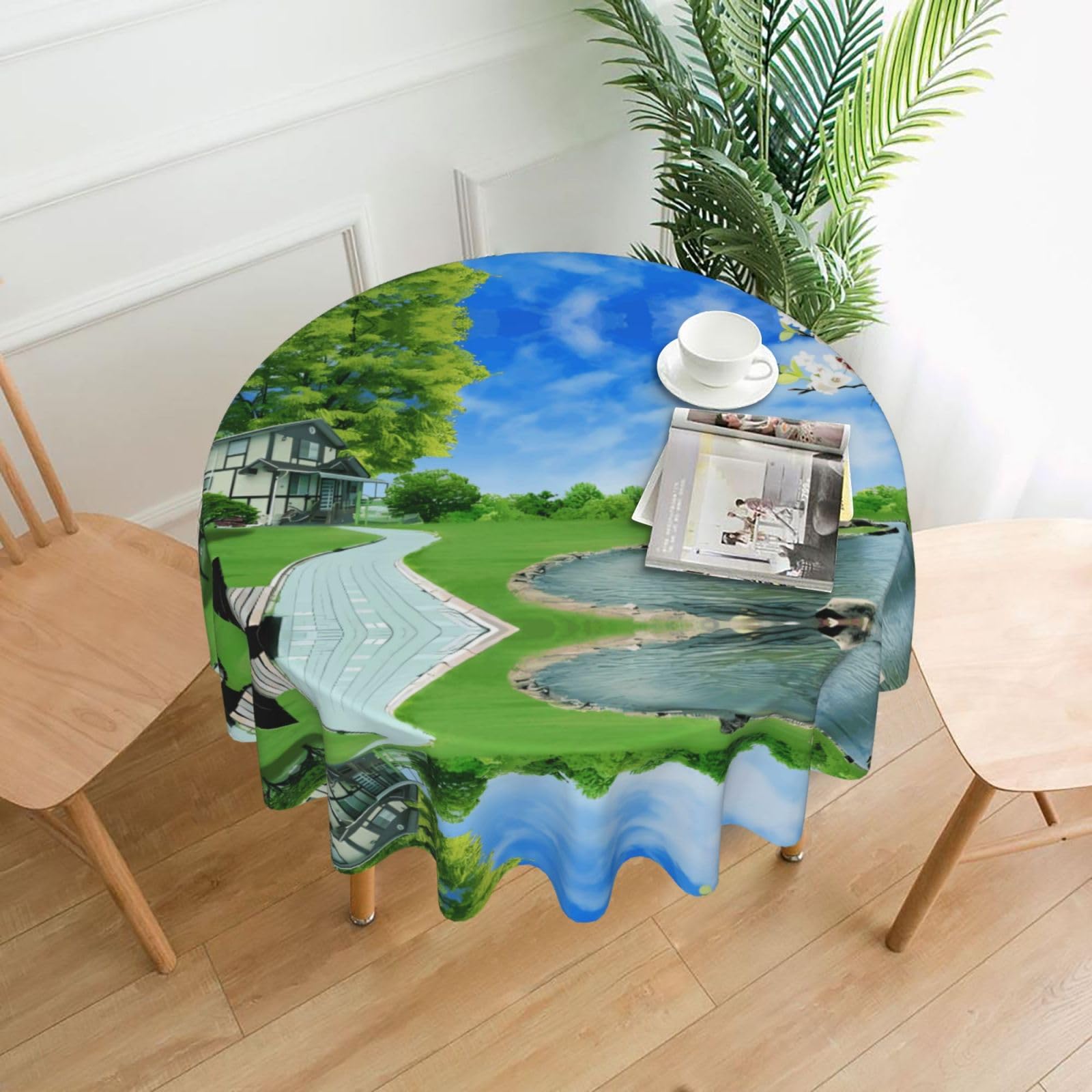 MROWYC Natural Printed Practical Round Tablecloth, Durable, Suitable for Home, Restaurant, Hotel, Gathering, and Decorative Table Covers