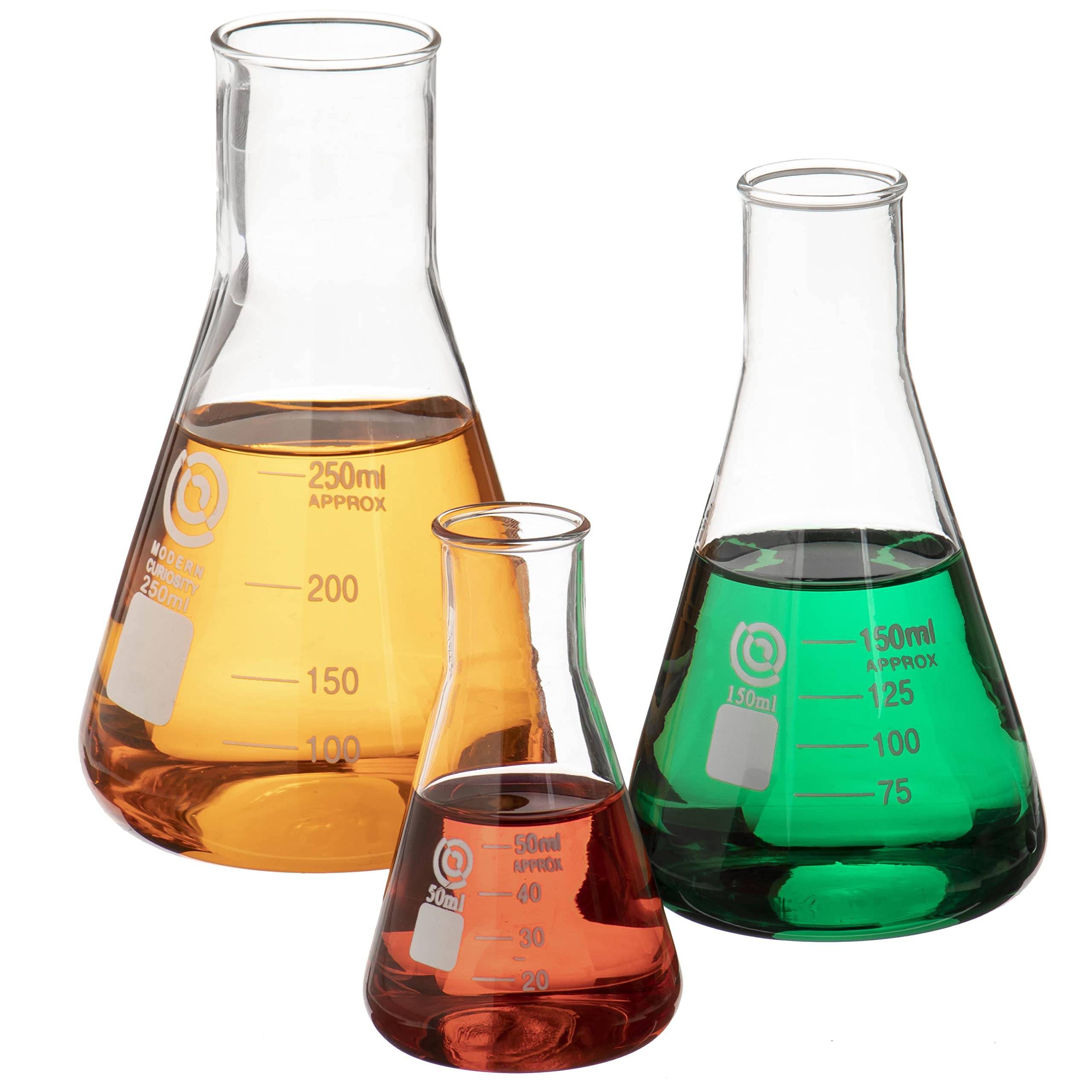 Buy Glass Erlenmeyer Flask Set Graduated Borosilicate Glassware