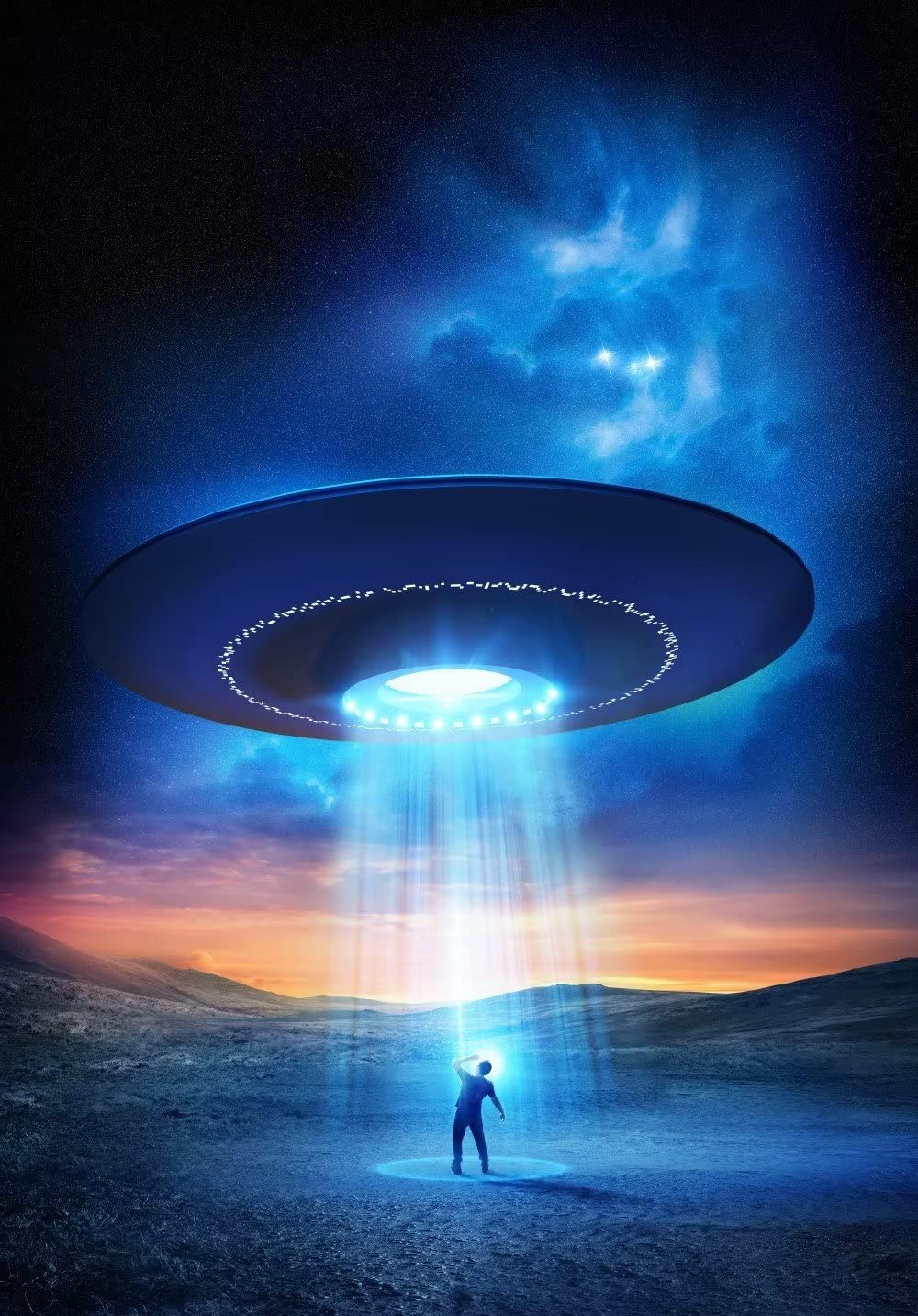 Assign UFO Calling Men Diamond Painting Kits - Go Explore The Universe Together Crystal Cross Stitch Kits for All Beginners for Home Decor Room Decor or Gifts - 12X18Inch