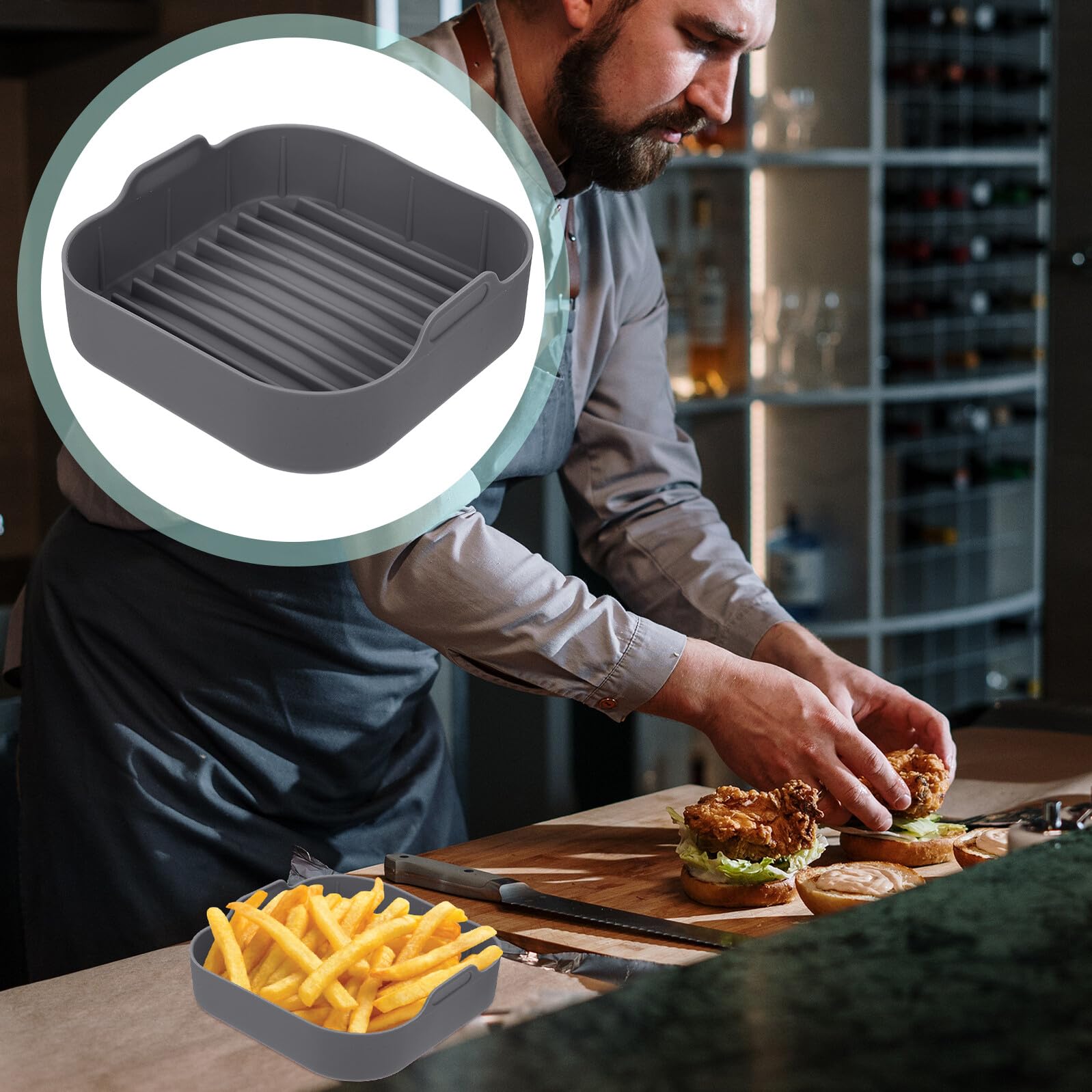 Silikon Heißluftfritteusen Einlage Hitzebeständig für Backofen