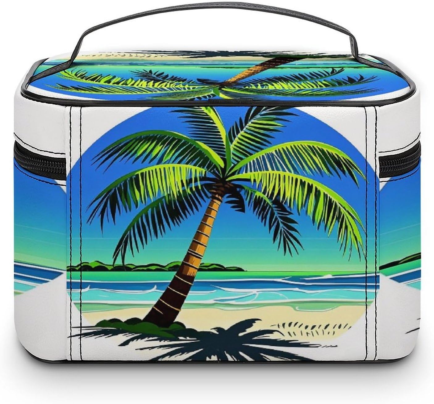 Palm Tree Clip Art Makeup Bag Large Capacity Travel Cosmetic Bag Lightweight Hand-held Toiletry Bags Portable Cosmetic Pouch Cute Make Up Pouch for Women image 3