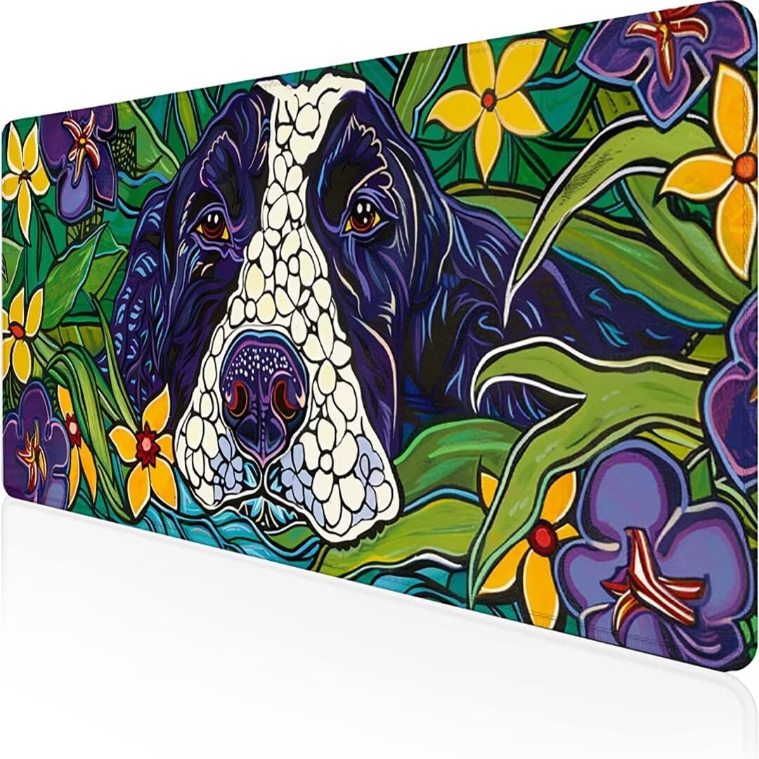 Excel Shortcut-Tasten-Mauspad - erweitertes großes 1200 x 600mm XL-Spickzettel-Gaming-Mauspad | PC-Büro-Tabellenkalkulation-Tastaturmatte | rutschfeste genähte Kante Schwarz Und Weiß Hund