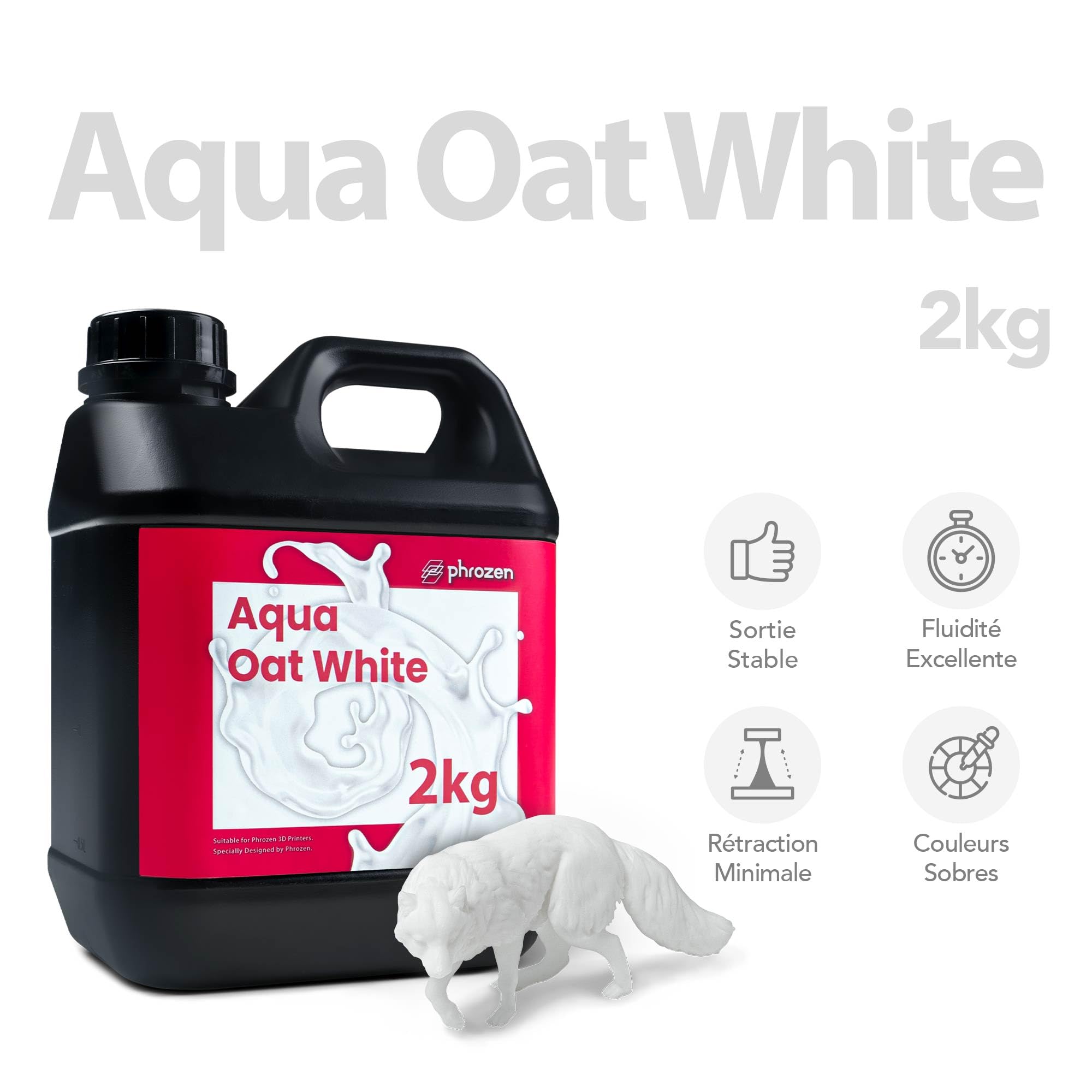 Phrozen Auqa-Resin Oat White| Résine d'imprimante 3D | 405 nm UV Photopolymère Resin pour impression 3D LCD/DLP/SLA | Haute Précision, Faible Odeur, Non Cassante (2kg)