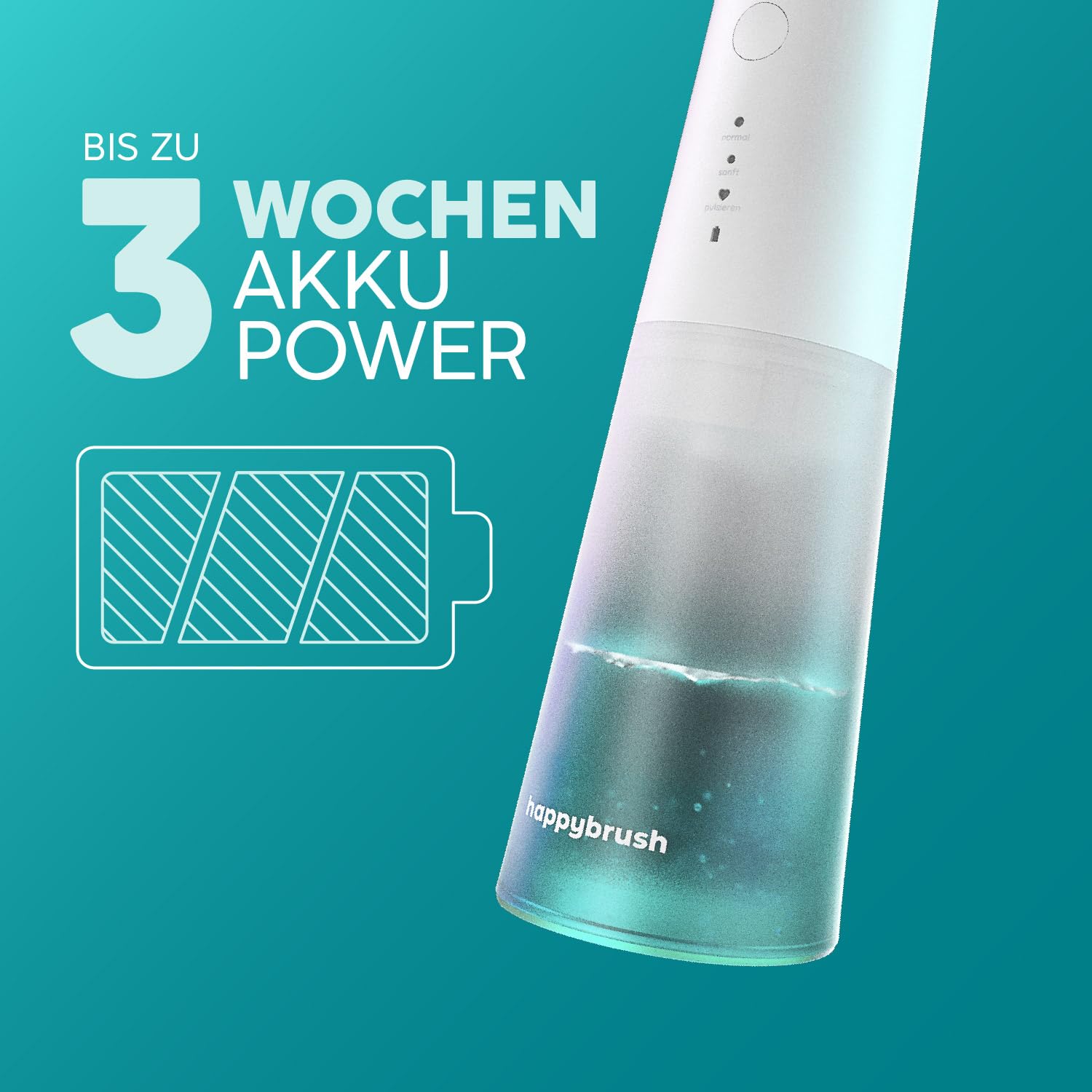 happybrush® Munddusche weiß - TESTSIEGER* – 100 Tage testen - Kabelloser Water Flosser für Zahnreinigung & Zahnzwischenräume – Effektiver Irrigator für gesunde Mundhygiene
