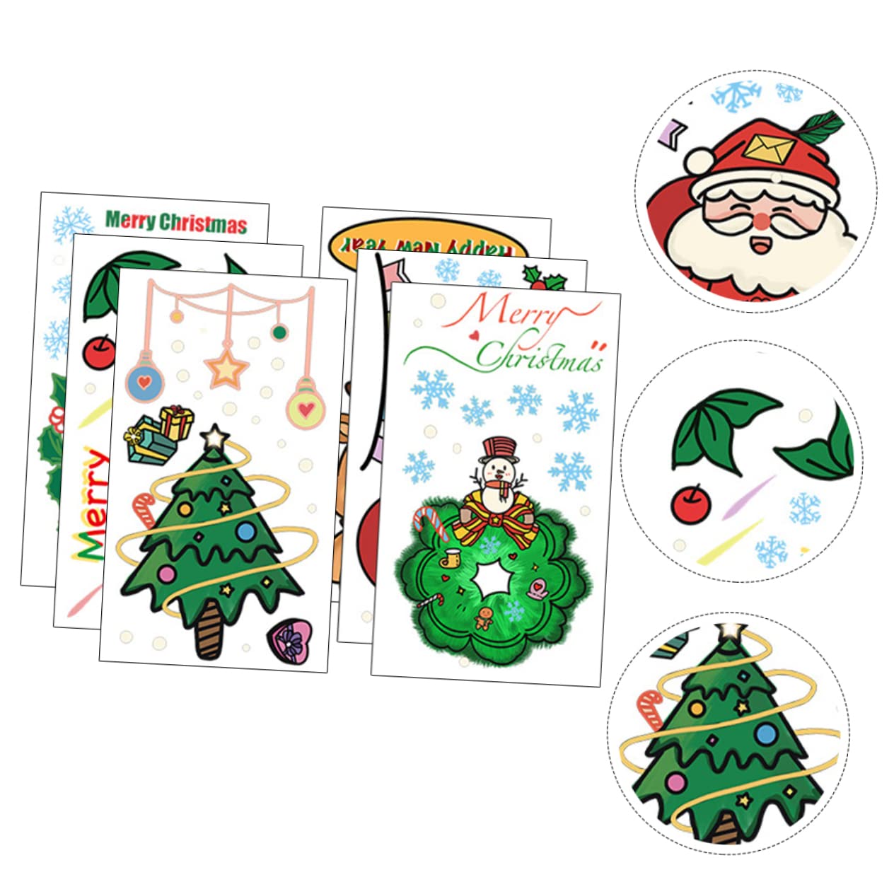 OSALADI 24pièces Autocollants Muraux De Décorations Auto-adhésives De Père Sapin Et Rennes Pour Fenêtres Et Décoration De Fête Xmas Amovible Et