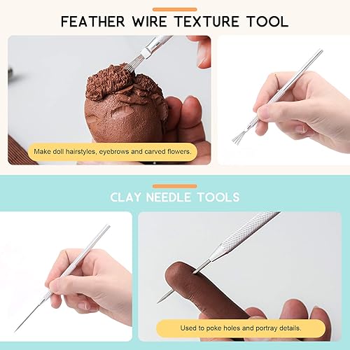 Miniatura 6 de Rustark 16 herramientas de arcilla polimérica, herramientas profesionales de escultura, herramientas de detalle de cerámica con bolígrafo de punta