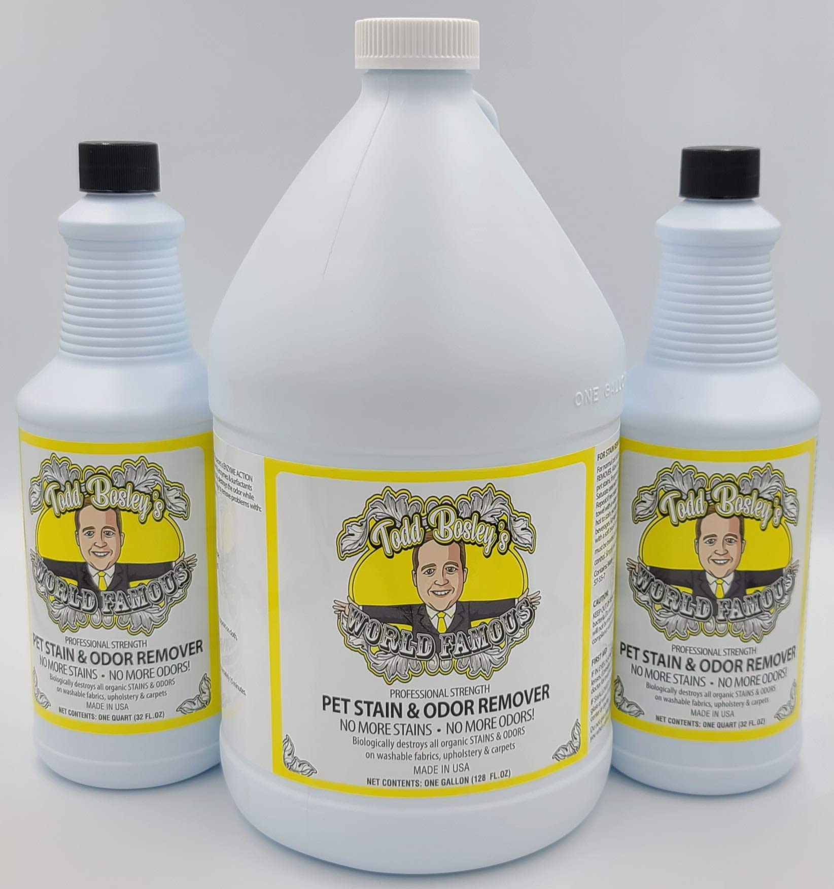 Todd Bosley's World Famous Pro Strength Pet Stain & Odor Remover - 1 Gallon & 3 Quarts - Powerful Enzymes That Remove The Odor Completely, Not Mask It, Leaving An Incredibly Pleasant Scent Behind!