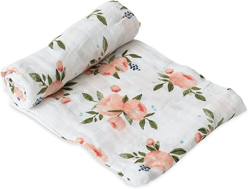 Little Unicorn Manta de muselina de algodón con rosas de acuarela Individual 100% algodón Súper suave Recién nacidos y bebés Grande 47 x 47